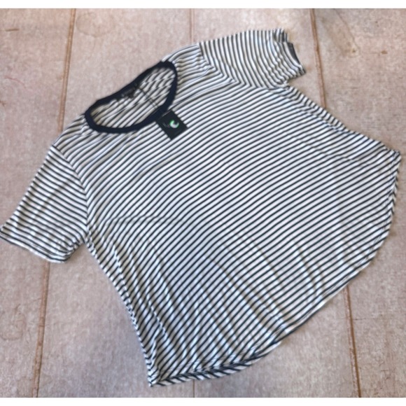 Coin1804 Los Angeles Striped Tee Women's 3X Navy White Scoop Neck NWT Relaxed - Picture 10 of 10